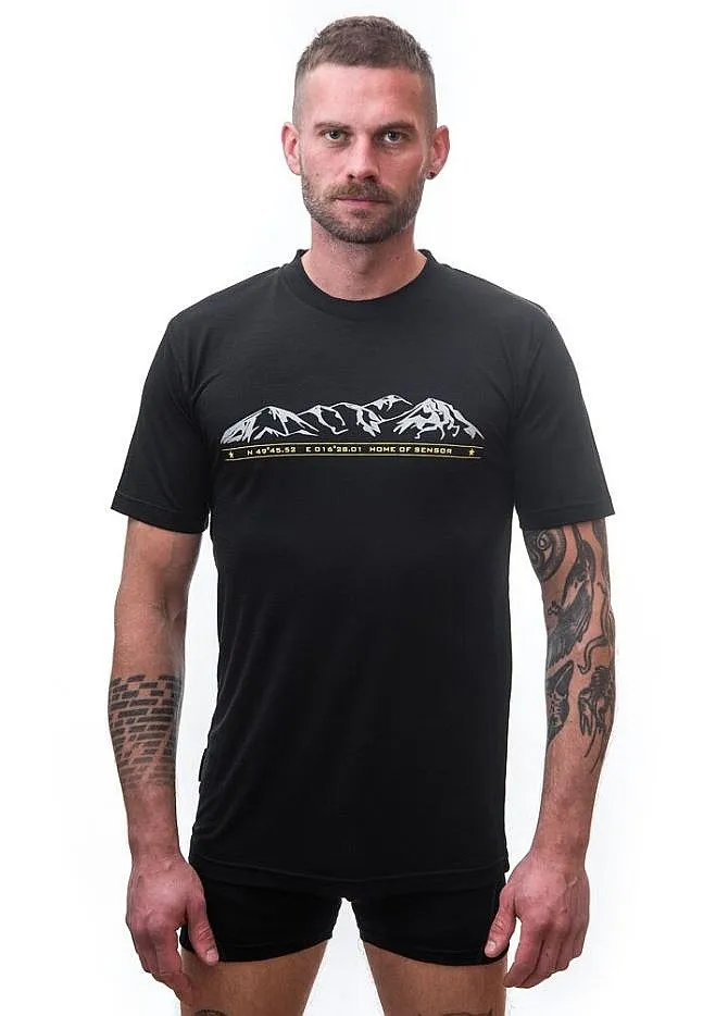 T-Shirt Sensor Merino Active PT Mountains - Black - men´s