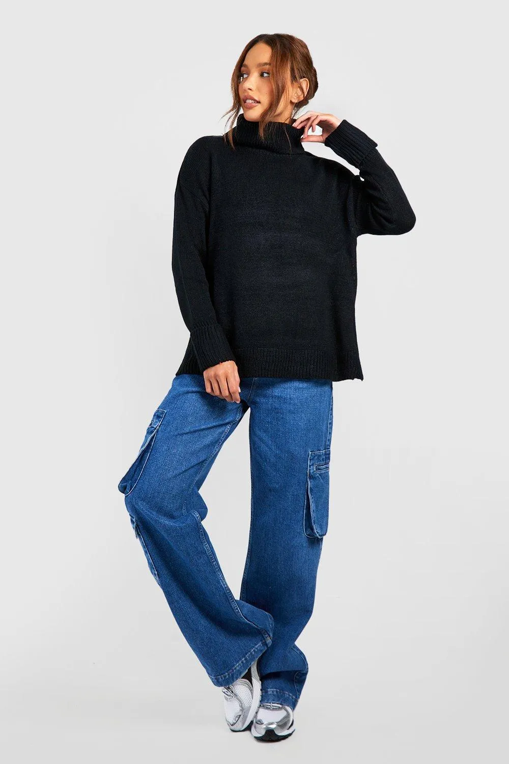 Tall Roll Neck Knitted Jumper - Shop Jumpers & Cardigans | boohoo