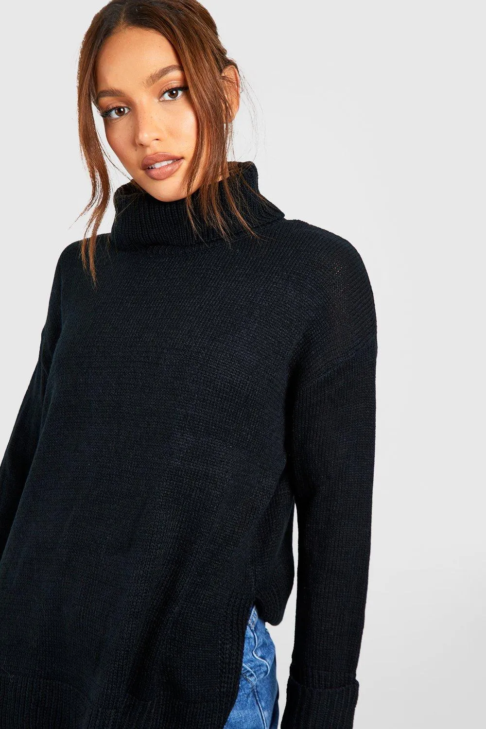 Tall Roll Neck Knitted Jumper - Shop Jumpers & Cardigans | boohoo