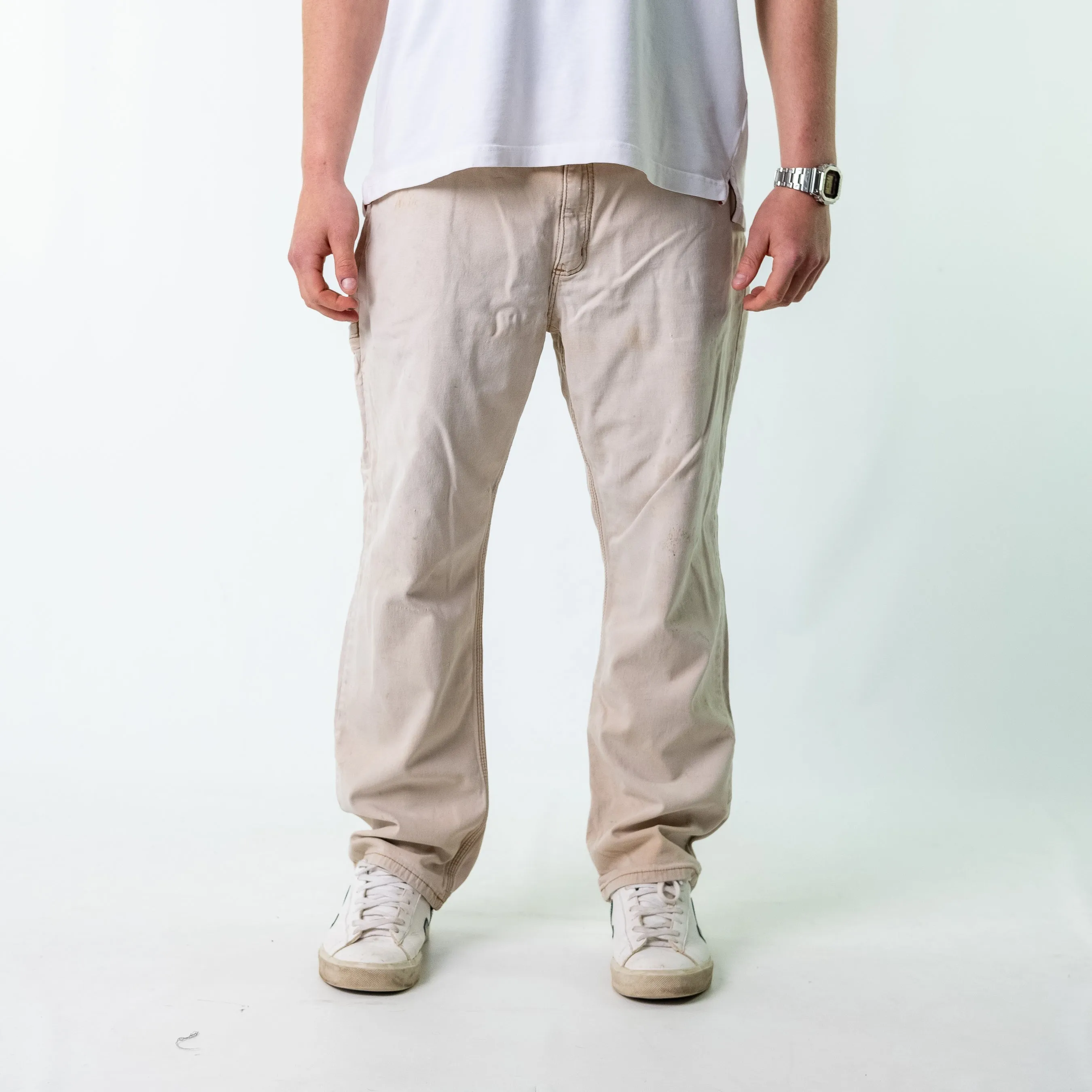 Tan 90s Carhartt Denim Carpenter Jeans Baggy Pants (38x30)