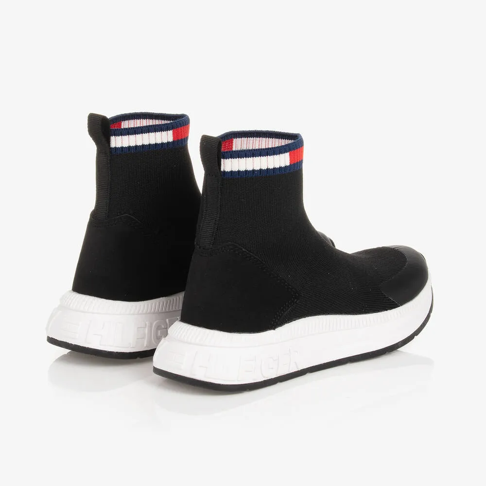 Teen Black Logo Sock Trainers