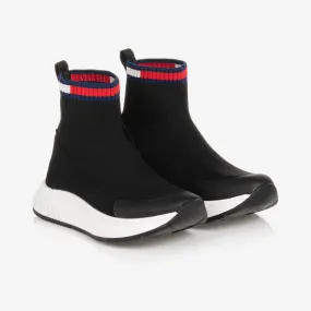 Teen Black Logo Sock Trainers