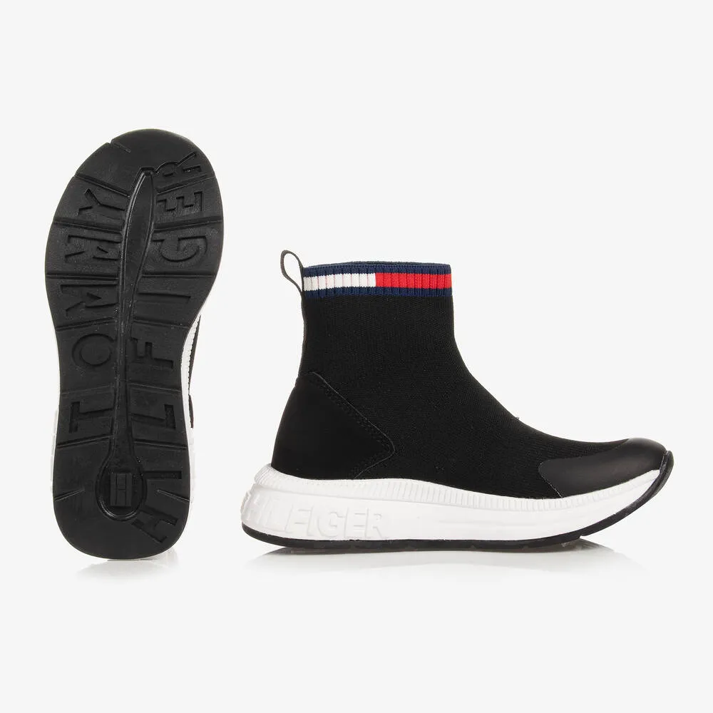 Teen Black Logo Sock Trainers