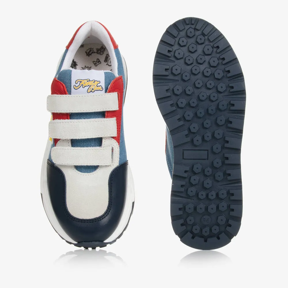 Teen Blue Denim-Effect Velcro Sneakers