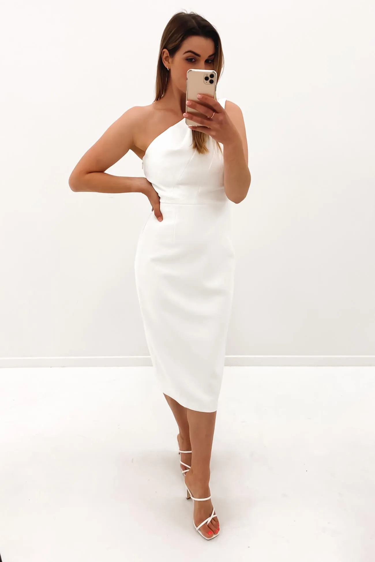 The Introspect One Shoulder Dress White