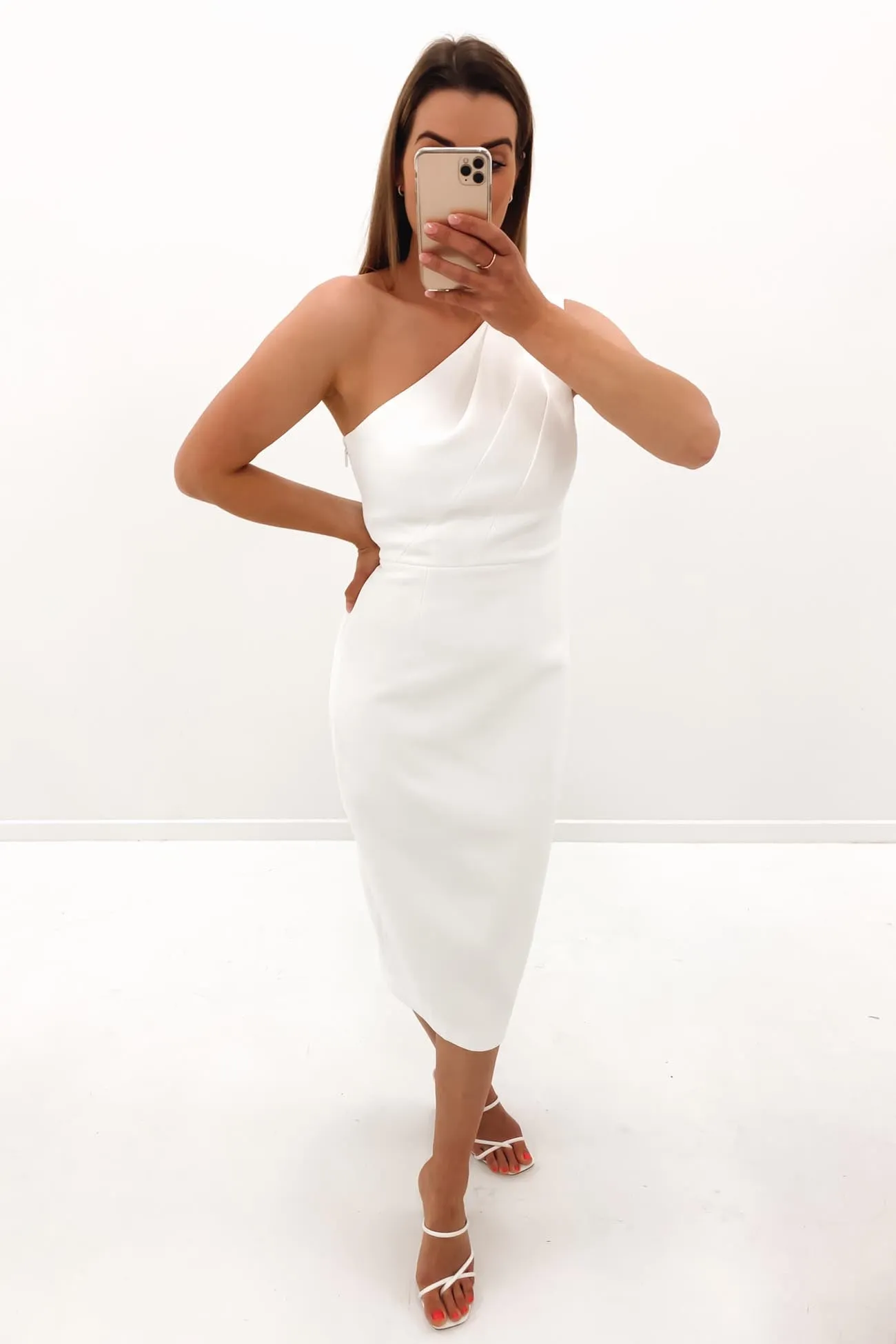 The Introspect One Shoulder Dress White