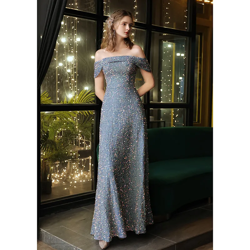 Sequined Off Shoulder Gown