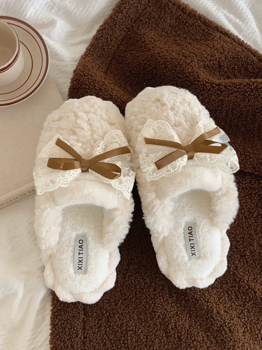 Thin strips couple cotton slippers autumn and winter men and women fashion home warm Korean version of the butterfly fur shoes i