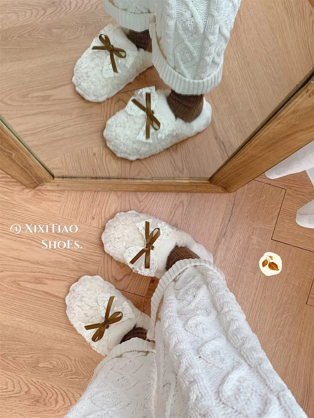 Thin strips couple cotton slippers autumn and winter men and women fashion home warm Korean version of the butterfly fur shoes i