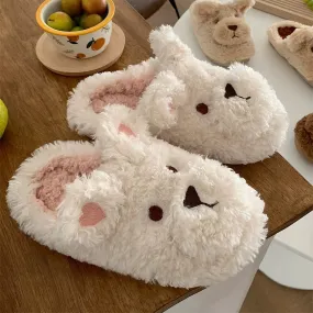 Thin strips girly cute cartoon fluffy cotton slippers for women winter indoor non-slip warm confinement cotton shoes ins