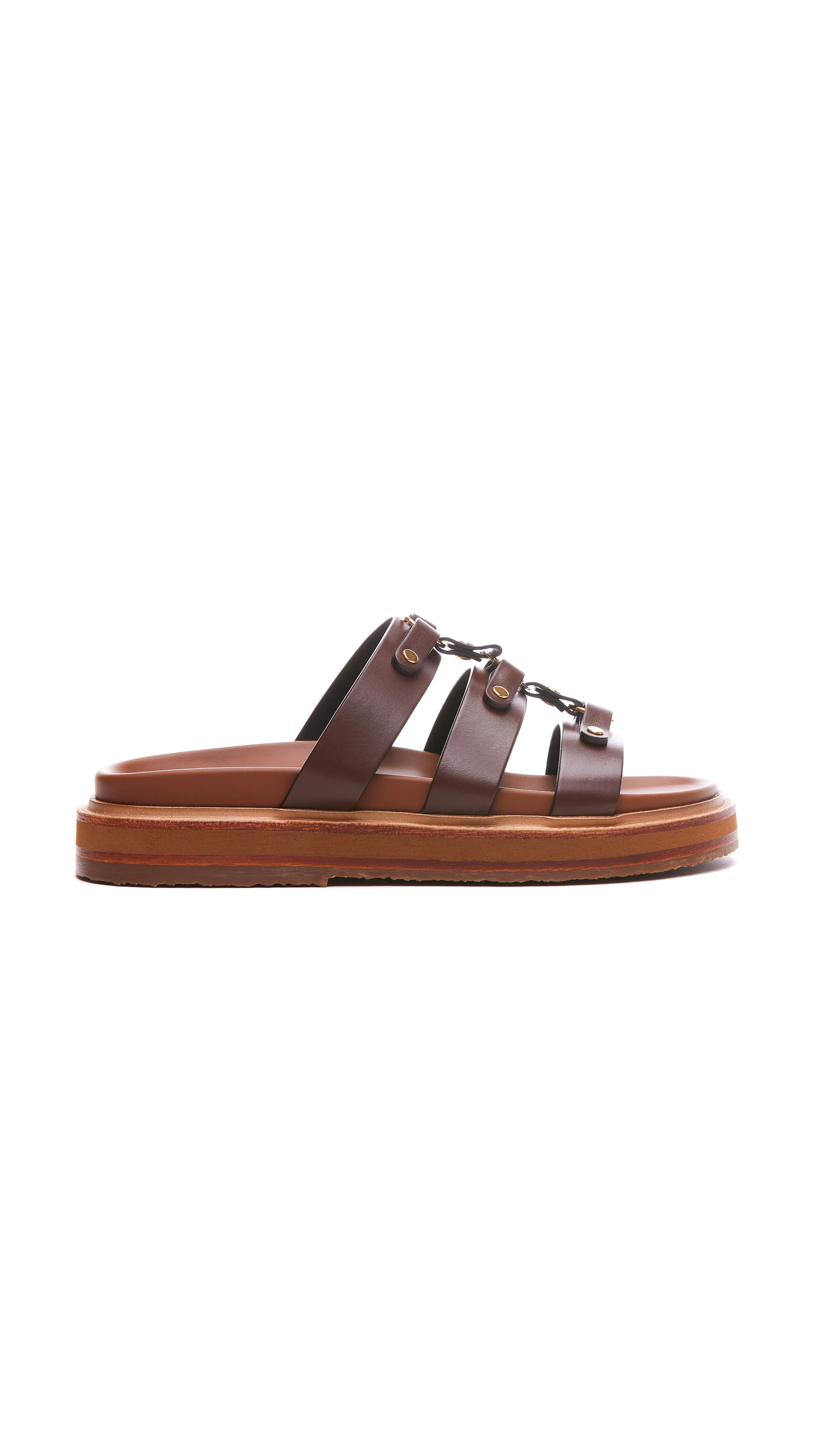 Brown Calfskin Tippi Slides.