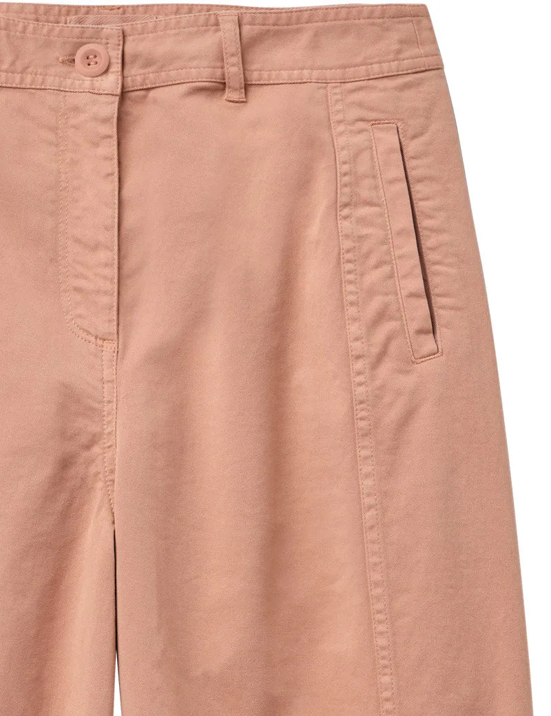 Toast Flat Front Cotton Twill Trousers Madder Rose