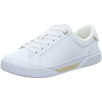 Tommy Hilfiger White Leather Trainer with Metallic Trim