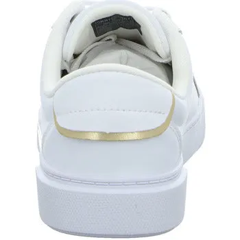 Tommy Hilfiger White Leather Trainer with Metallic Trim