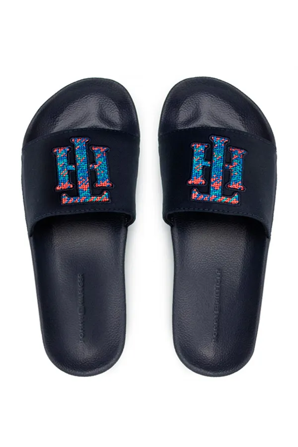 Tommy Hilfiger Navy TH Logo Slides