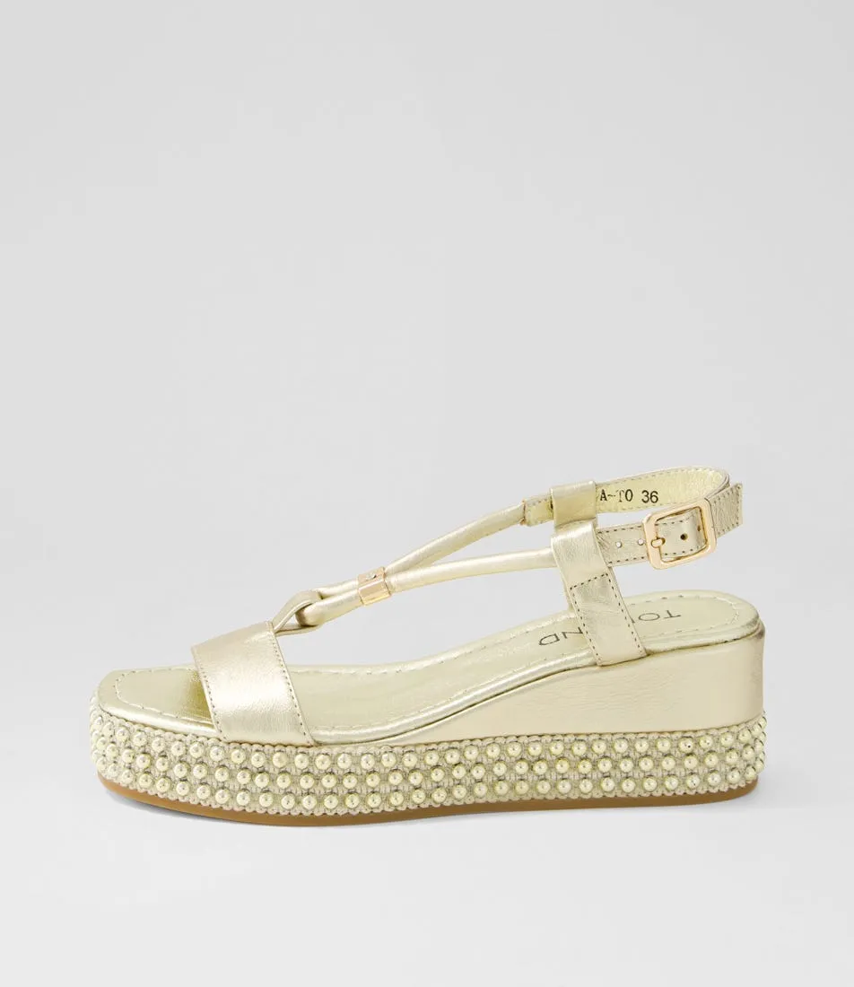 TOP END Ontaria Pale Gold Leather Espadrilles