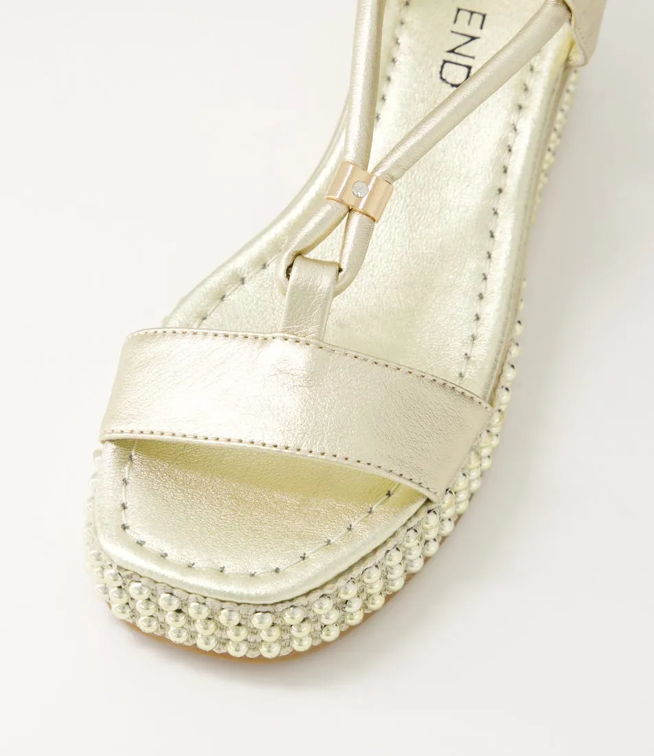 TOP END Ontaria Pale Gold Leather Espadrilles