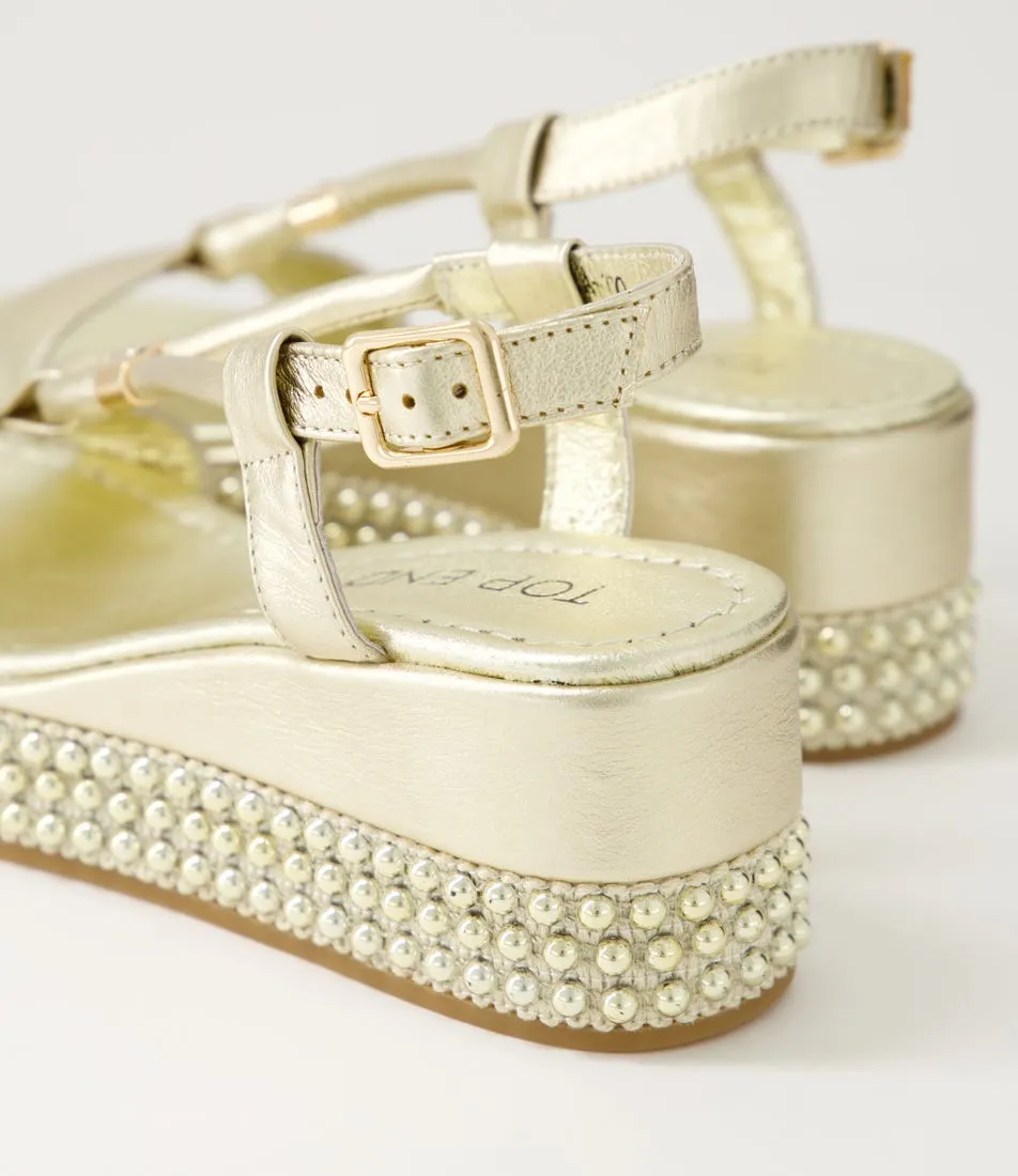 TOP END Ontaria Pale Gold Leather Espadrilles