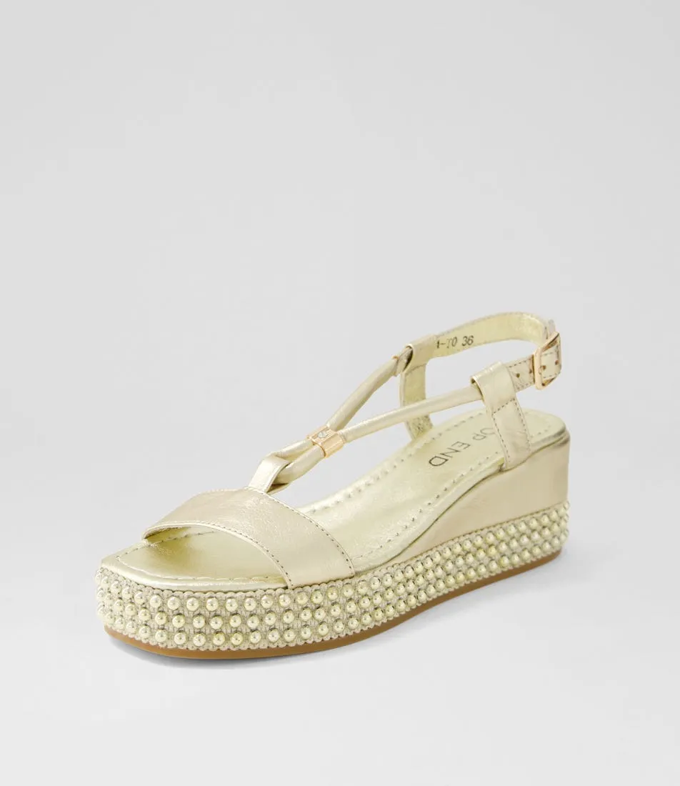 TOP END Ontaria Pale Gold Leather Espadrilles