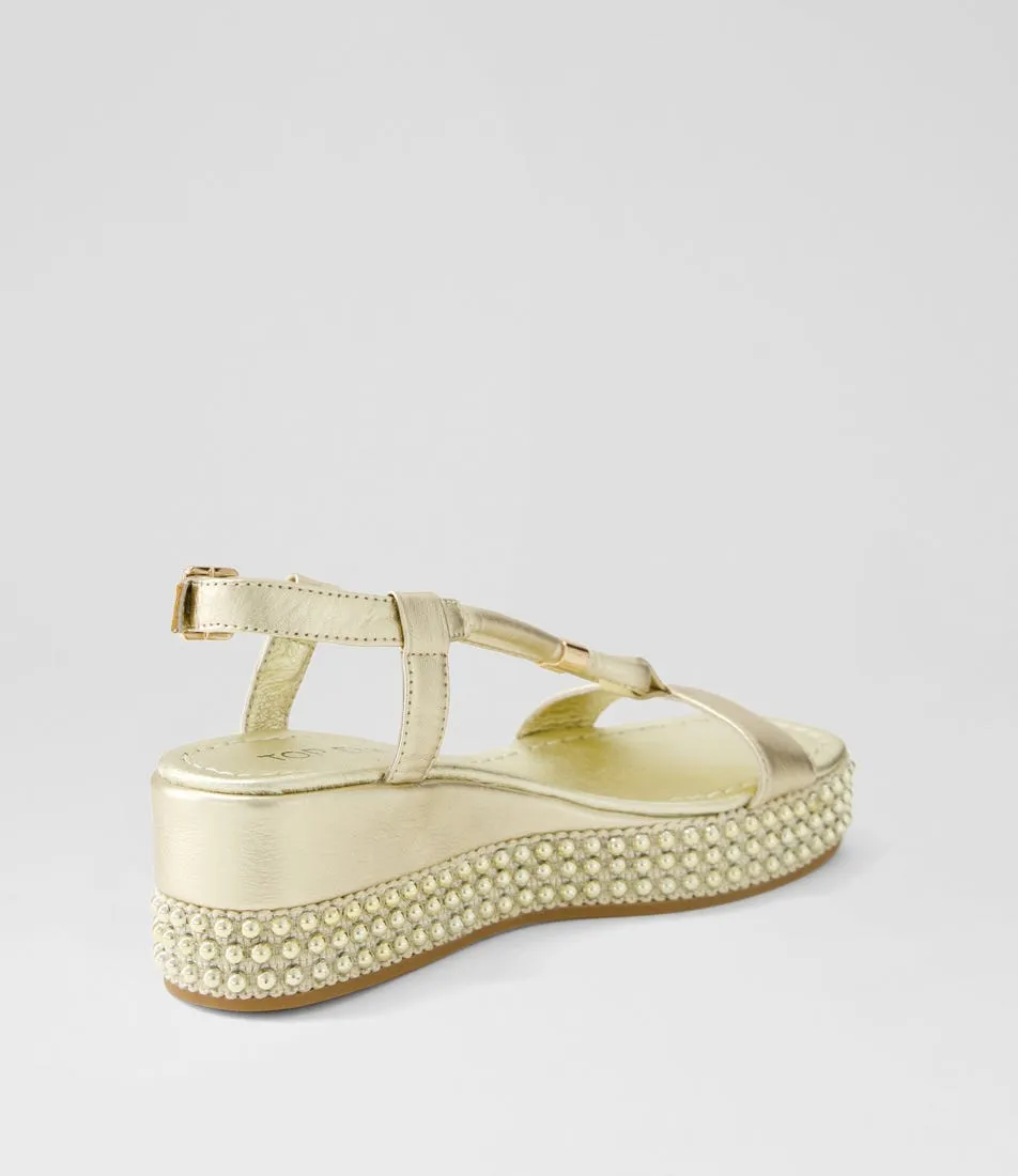 TOP END Ontaria Pale Gold Leather Espadrilles