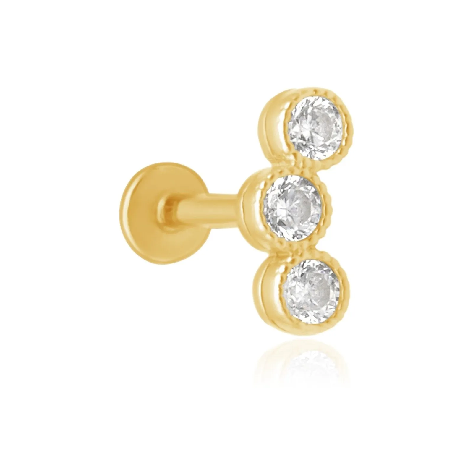 Triple Cubic Zirconia Stud Earrings