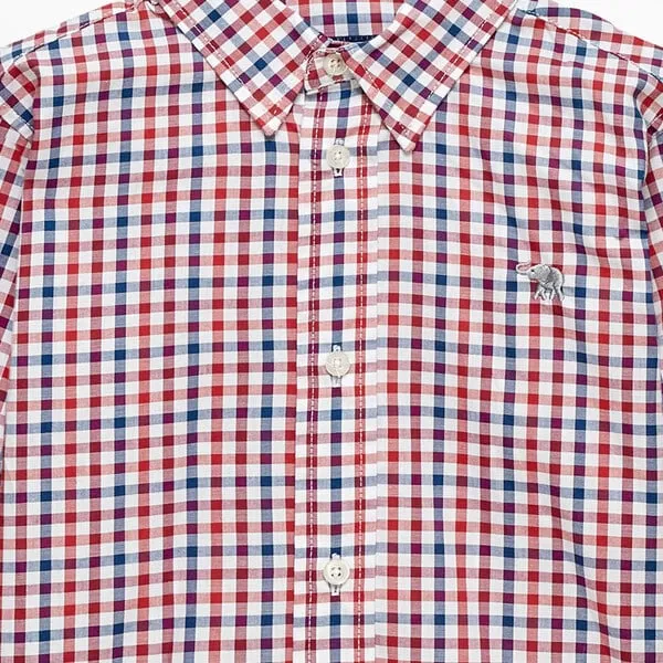 Trotters London Red & Blue Gingham Oliver Shirt