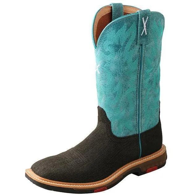 Lite Western Work Boot Women's with CellStretch-Charcoal/Turquoise