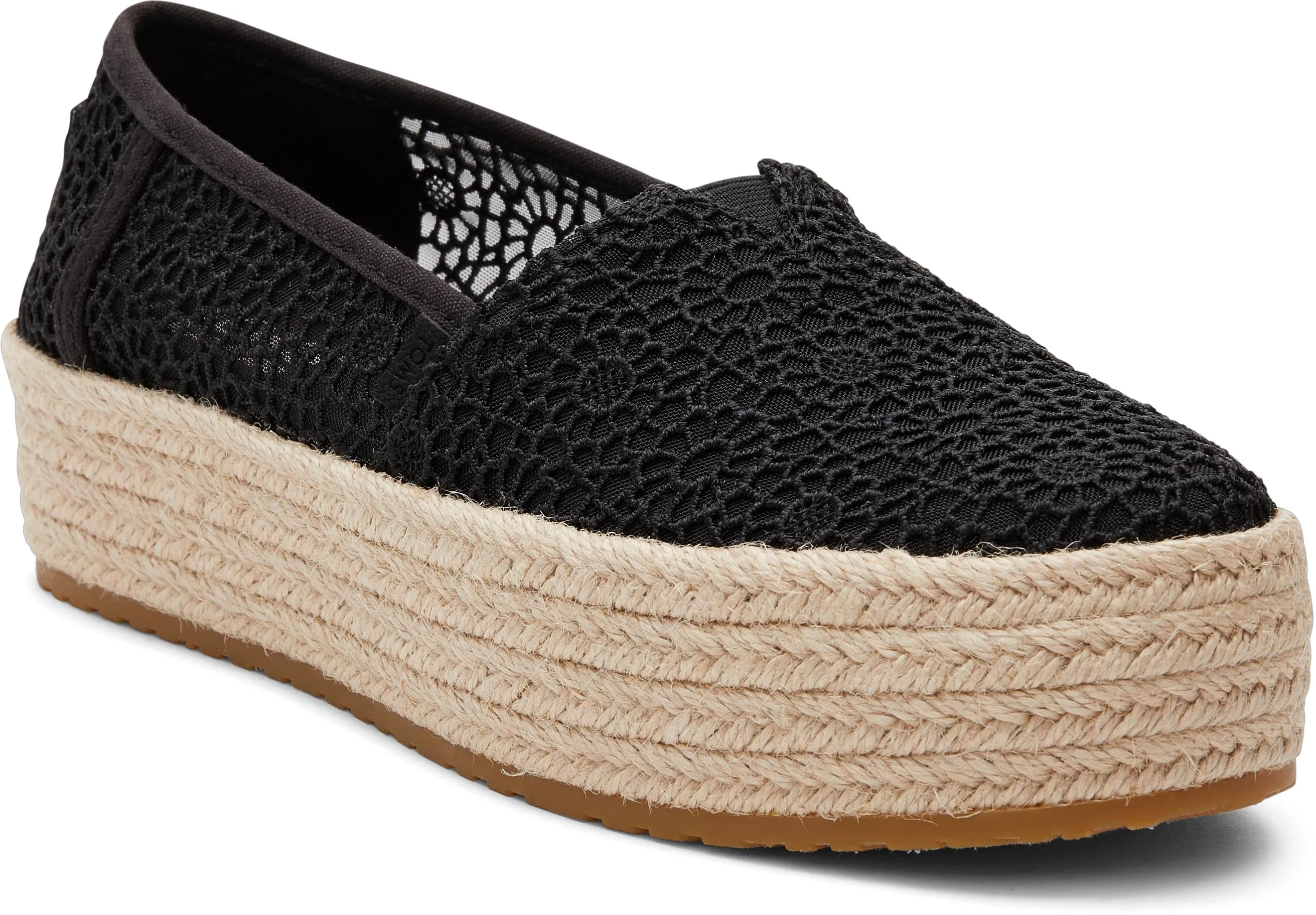 Valencia Platform Espadrille - Black Moroccan Crochet