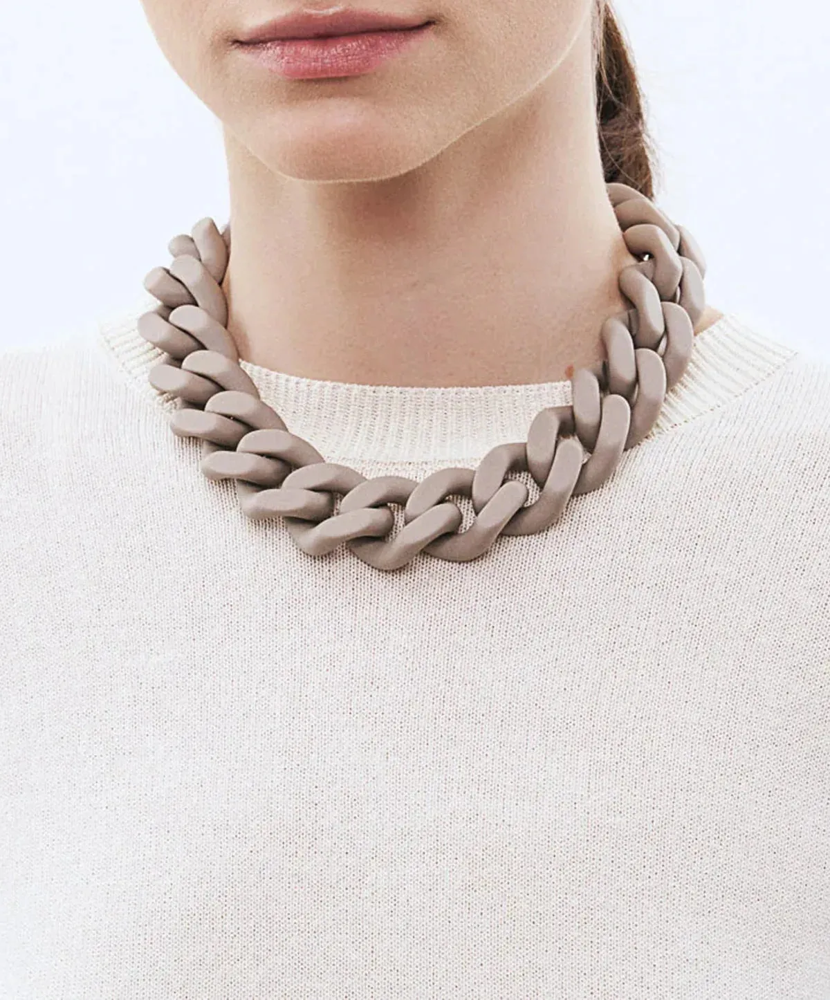 Matt Taupe Flat Chain Necklace by Vanessa Baroni