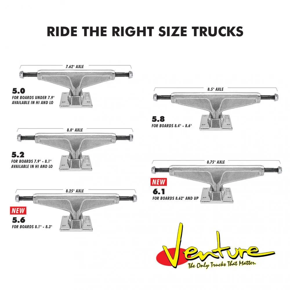 Venture 5.6 V Light Skateboard Trucks Shanahan Streets Polished/Flat Black 5.6