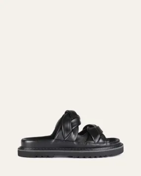 Venus flat slides black leather