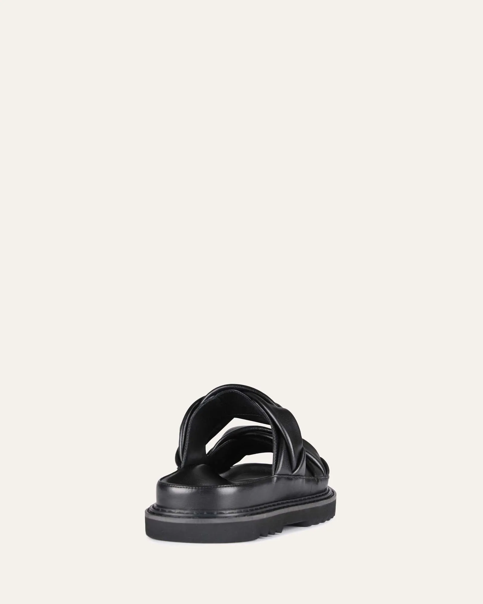 Venus flat slides black leather