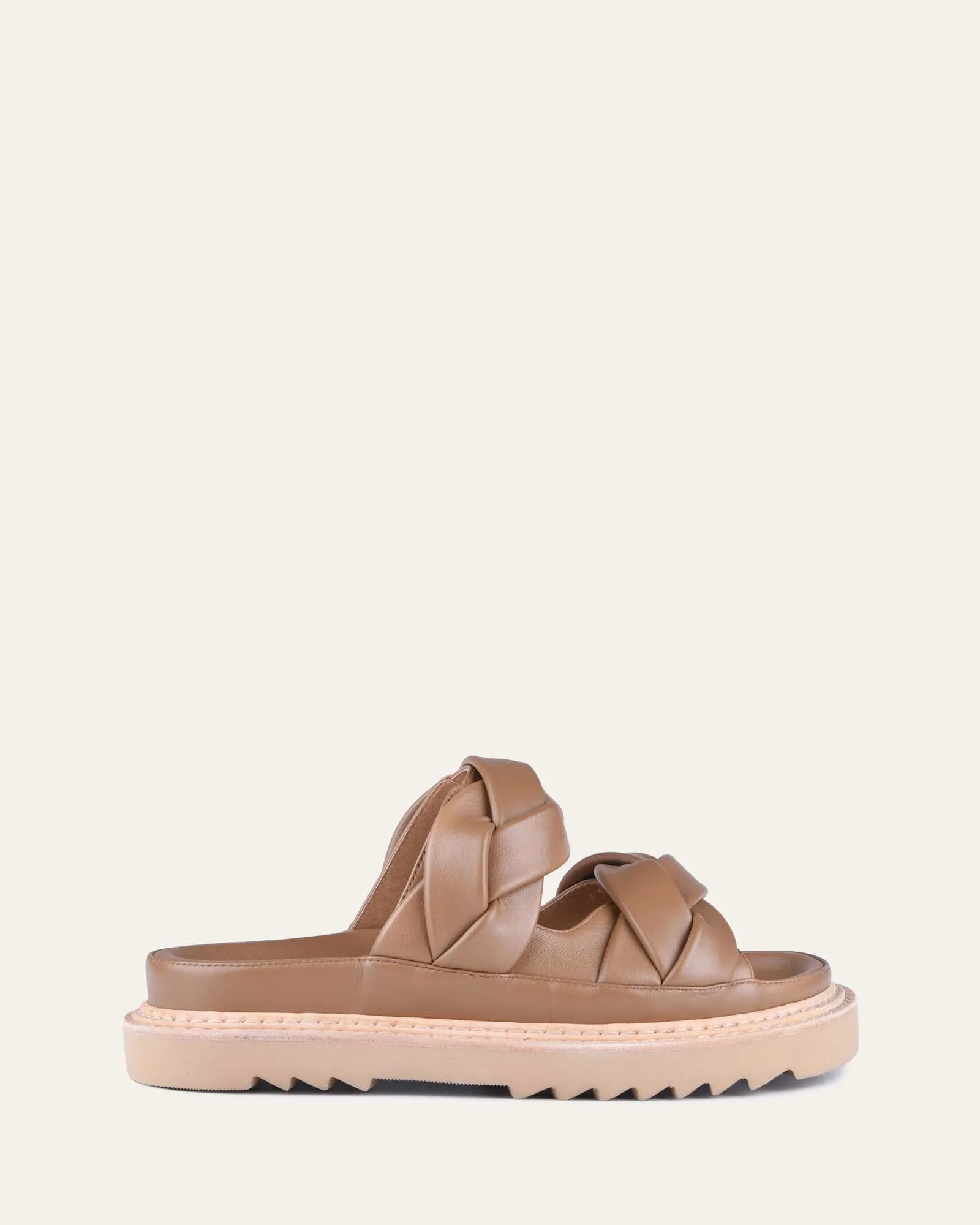 Venus flat slides tan leather