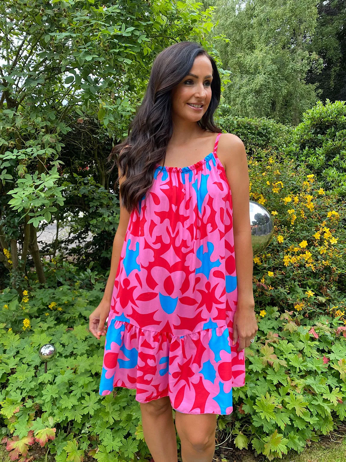 Tiffany Midi Dress with Vibrant Pattern