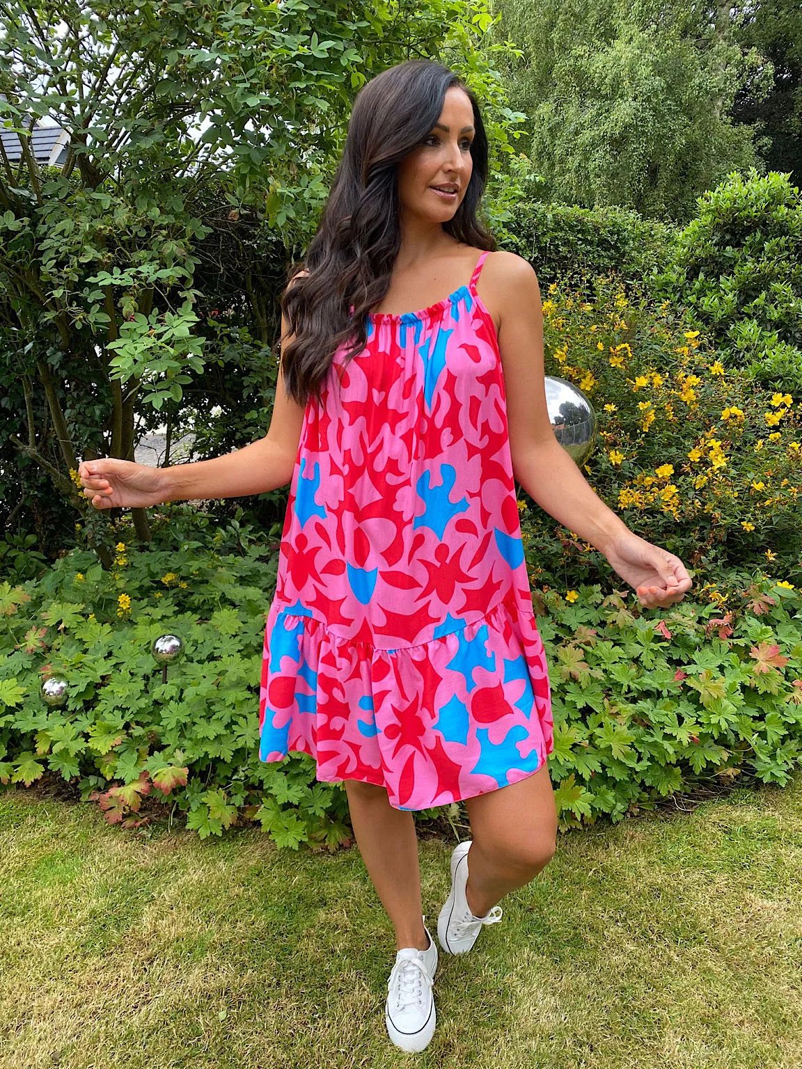 Tiffany Midi Dress with Vibrant Pattern