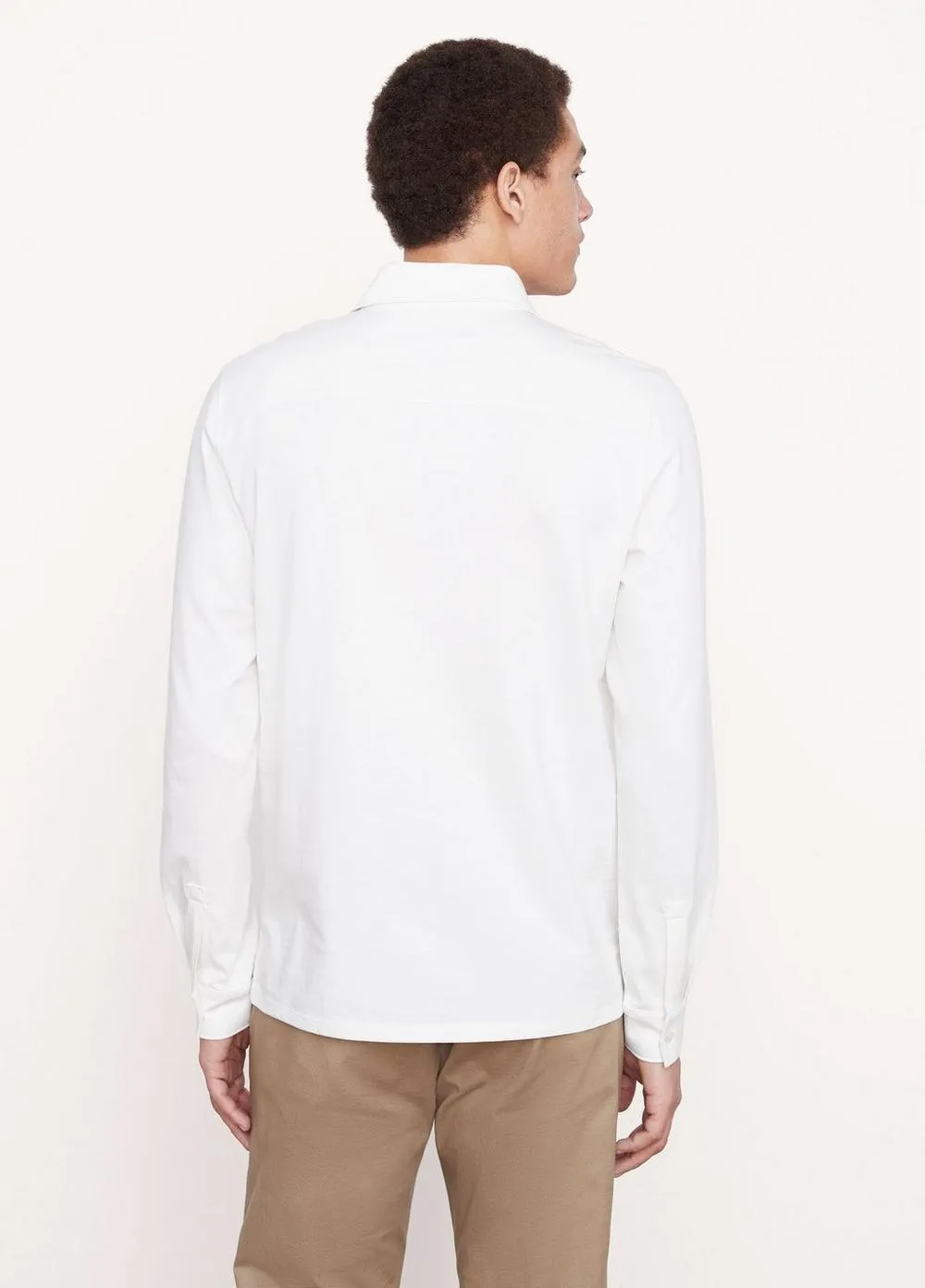 Vince Heavyweight Cotton Long Sleeve Polo in Off White