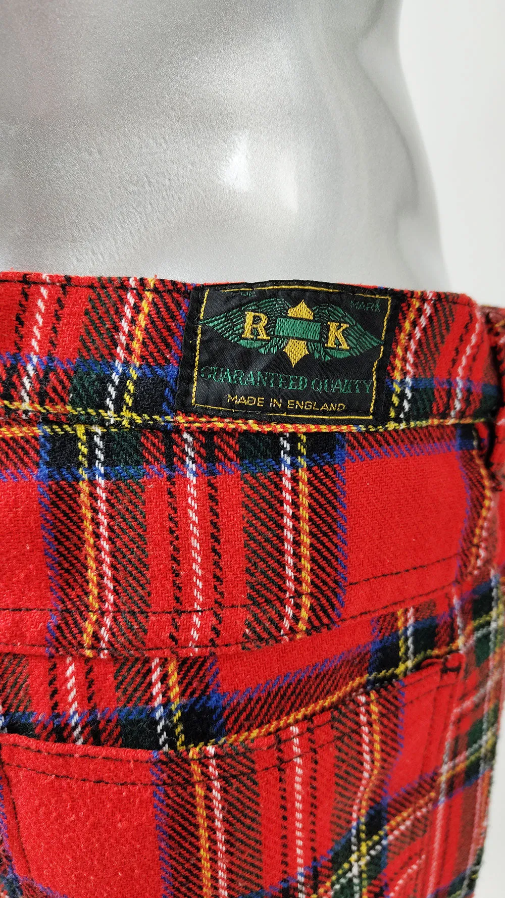 Vintage Mens Red Tartan Punk Trousers, 1980s