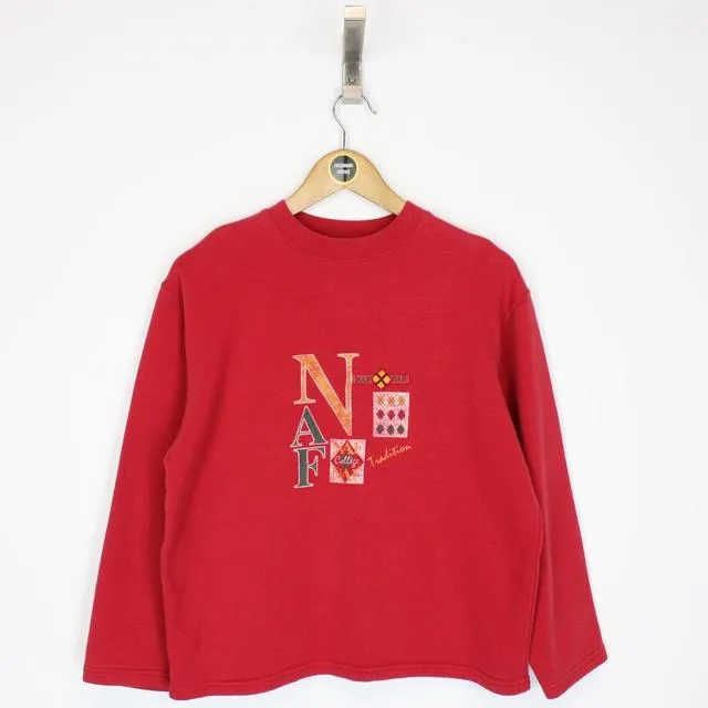 Vintage Naf Naf Red Spellout Sweatshirt Small