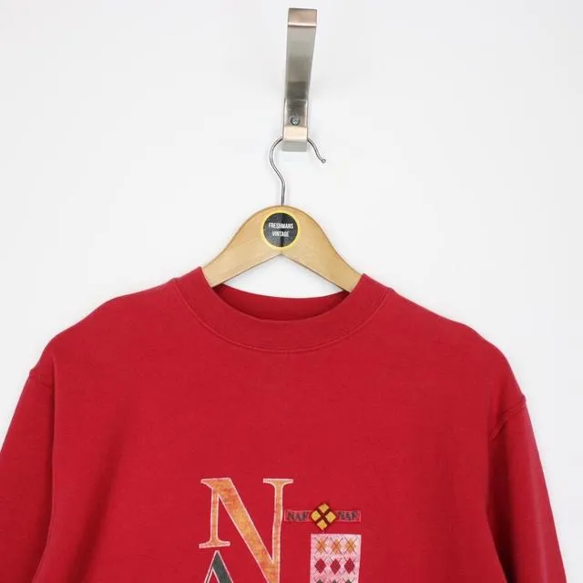 Vintage Naf Naf Red Spellout Sweatshirt Small