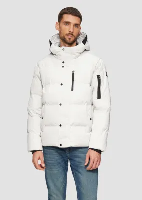 Water-resistant puffer jacket with a hood