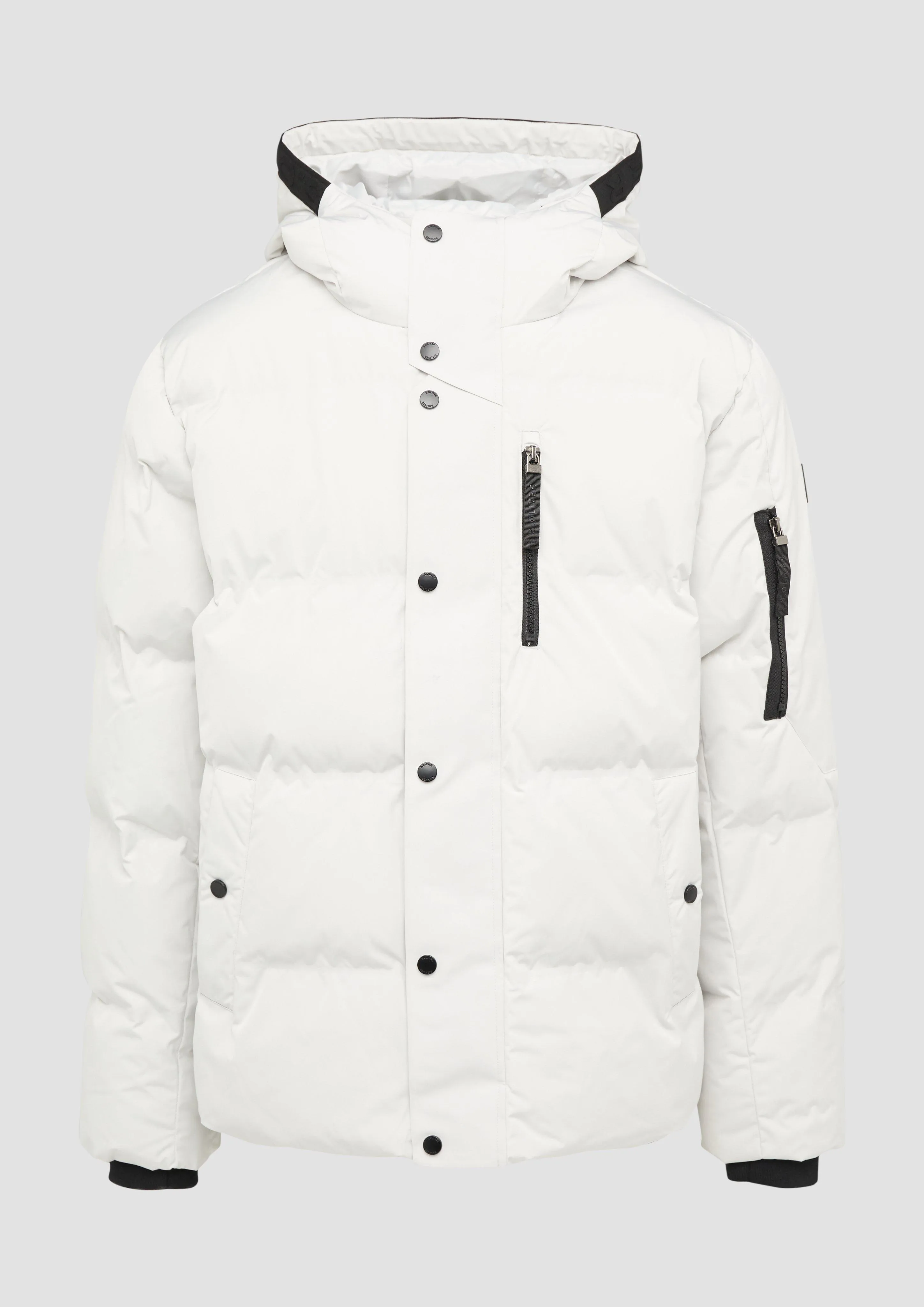 Water-resistant puffer jacket with a hood