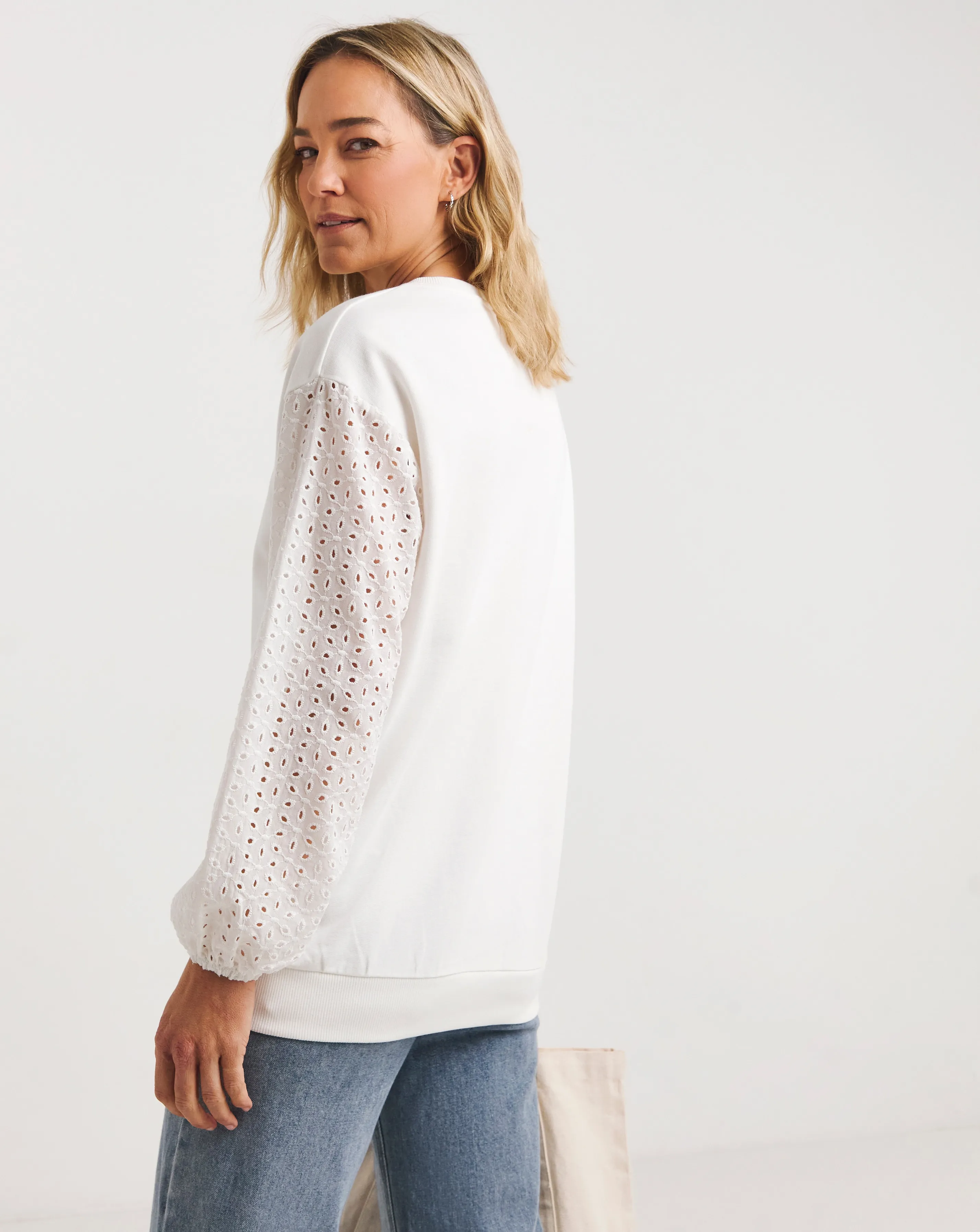 White Broderie Sweatshirt