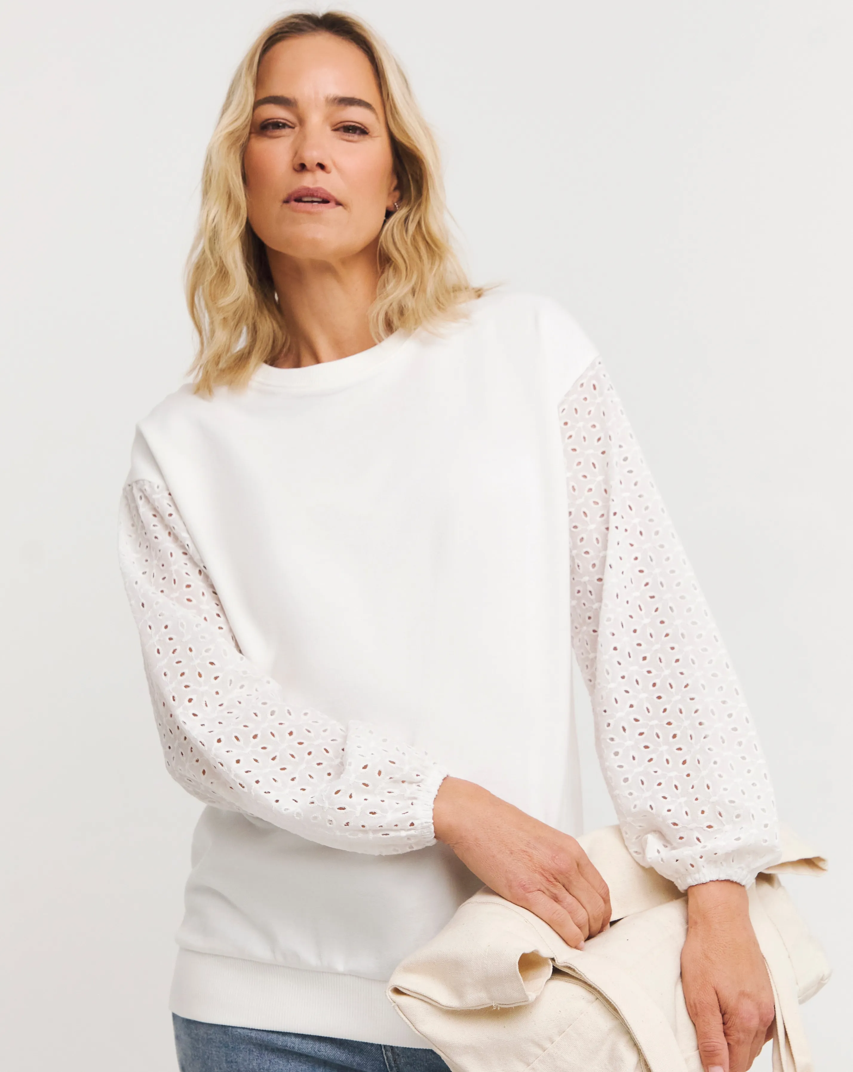 White Broderie Sweatshirt