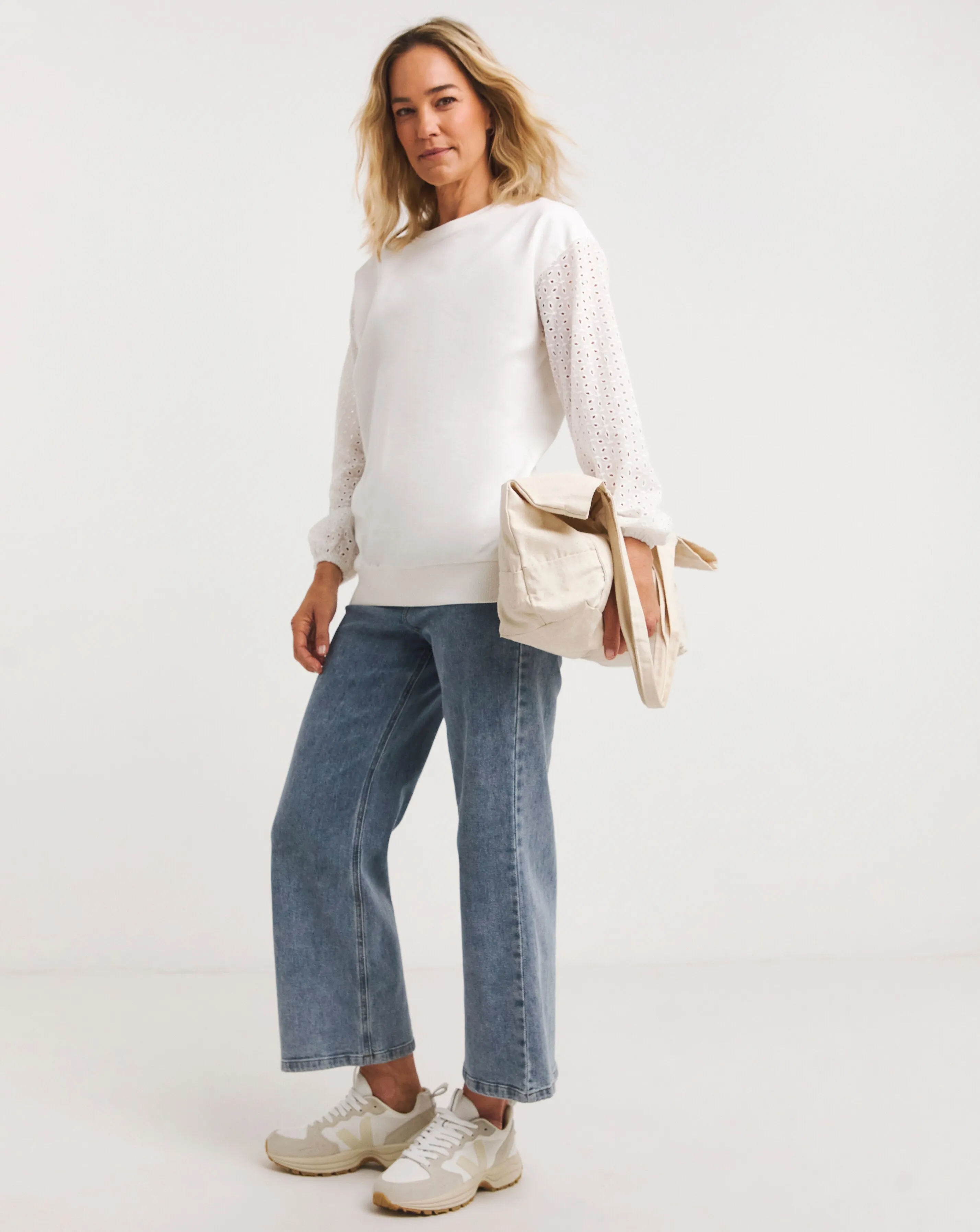 White Broderie Sweatshirt