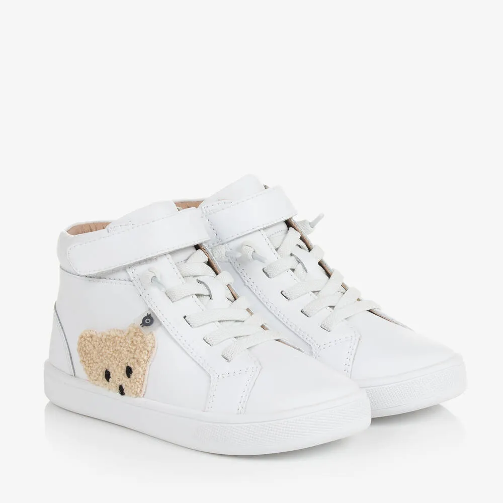 White Leather High-Top Trainers