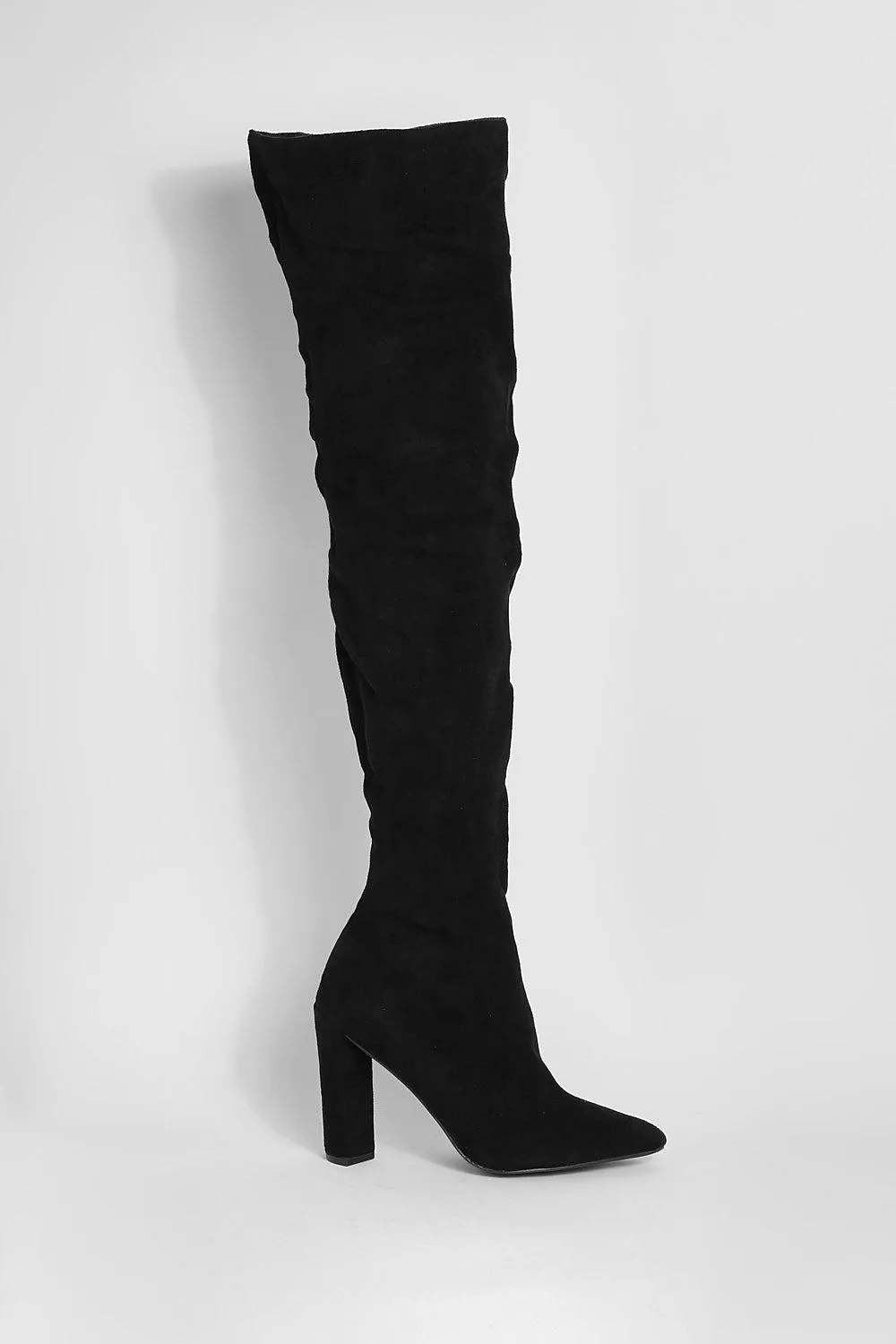 Wide Width Over The Knee Heel Pointed Boots