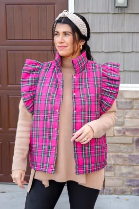 Pink Plaid Vest for Winter in Perfect Condition.