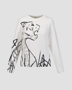 Women white sweatshirt with a print Sportalm 1854001662-eucalyptus-mist