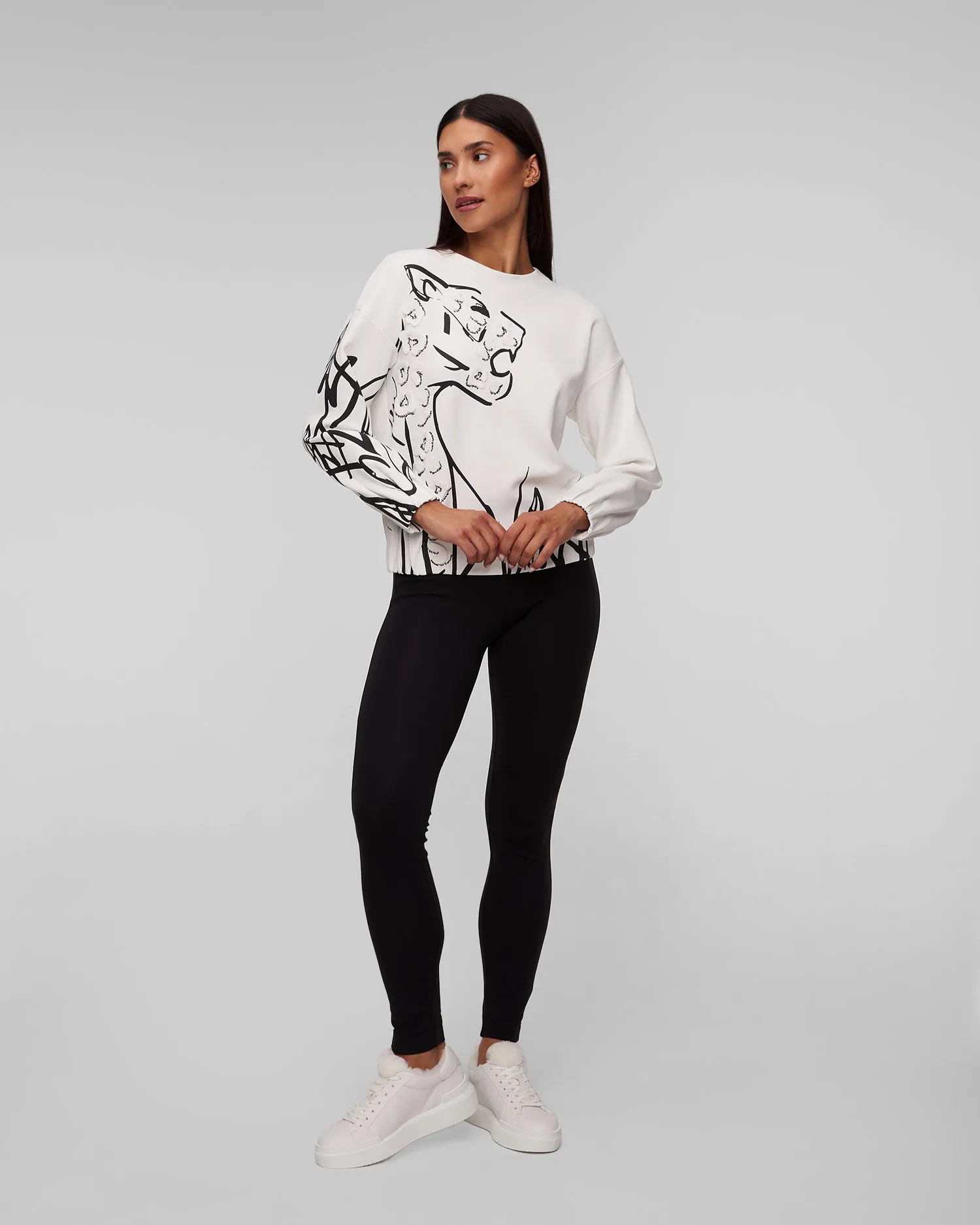 Women white sweatshirt with a print Sportalm 1854001662-eucalyptus-mist