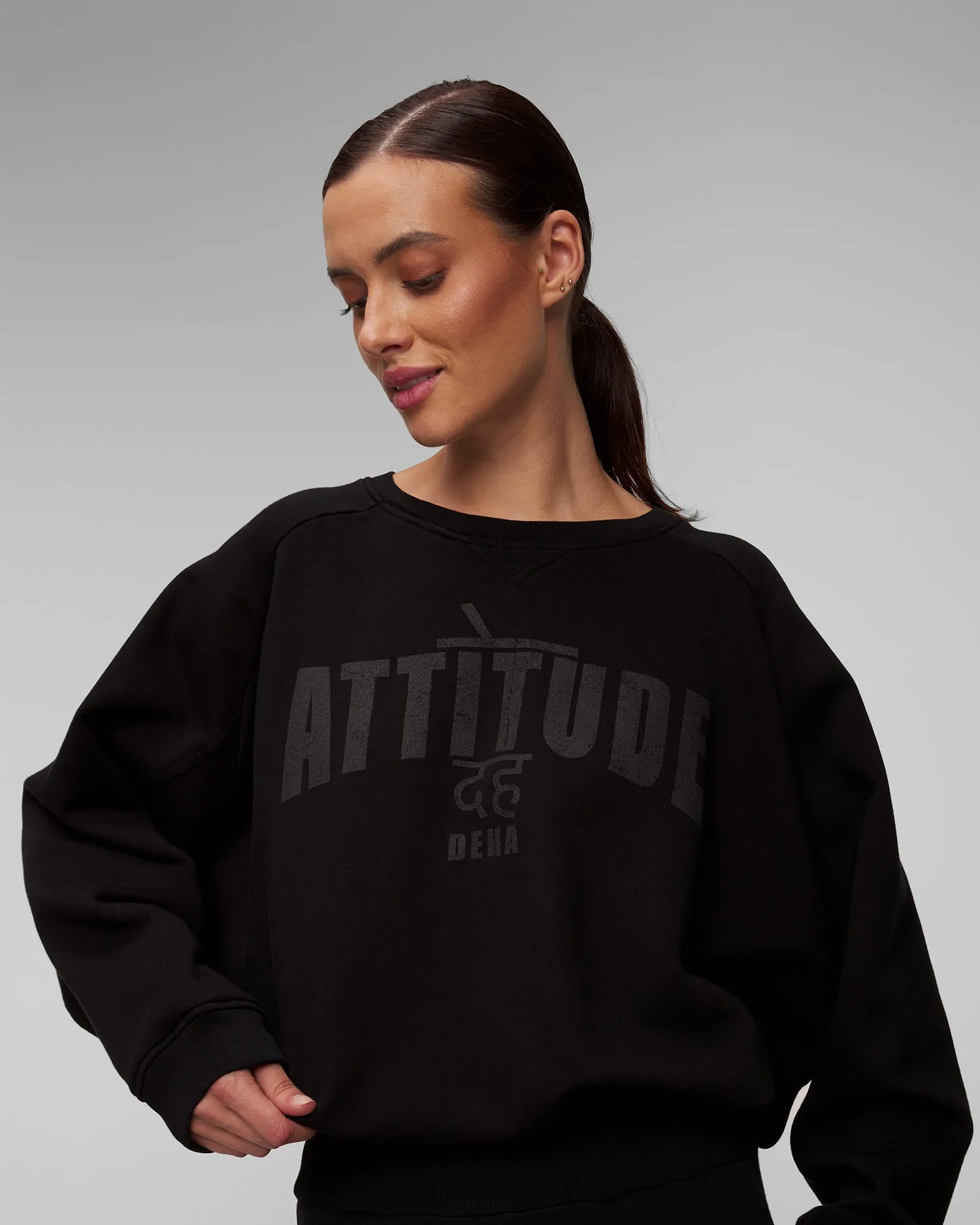 Women's black sweatshirt Deha crop C12050-10009